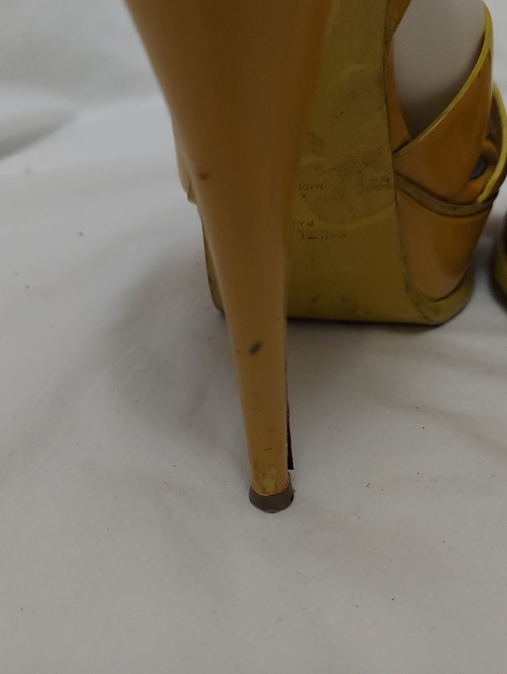 Saint Laurent Tribute T-Strap Platform Sandals Womens 10 Patient Leather 6" Heel - Picture 6 of 13